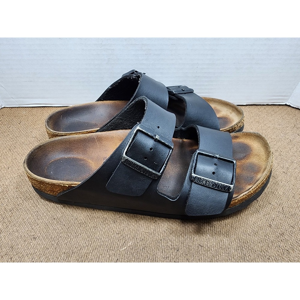 Birkenstock Arizona Size 38 US 7.5 to 7 Leather Slide Sandals Beach Black Summer